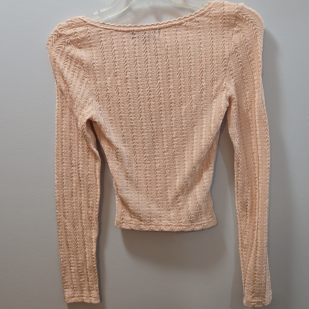 Motel Rocks WOMENS PEACHY pink CROP TO MIDRIFF STRETCHY LS Y2K Vibes!! Small 🩷 - Picture 7 of 7